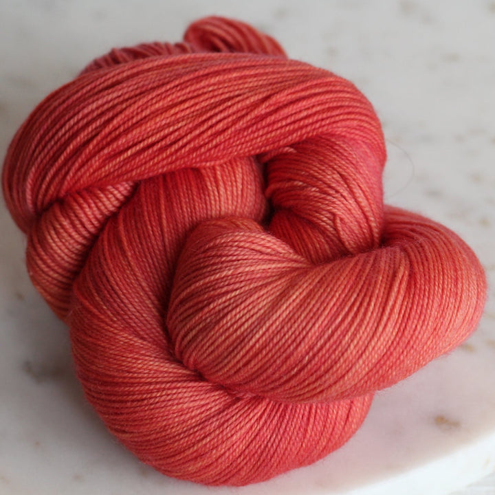 Coral skein of yarn 