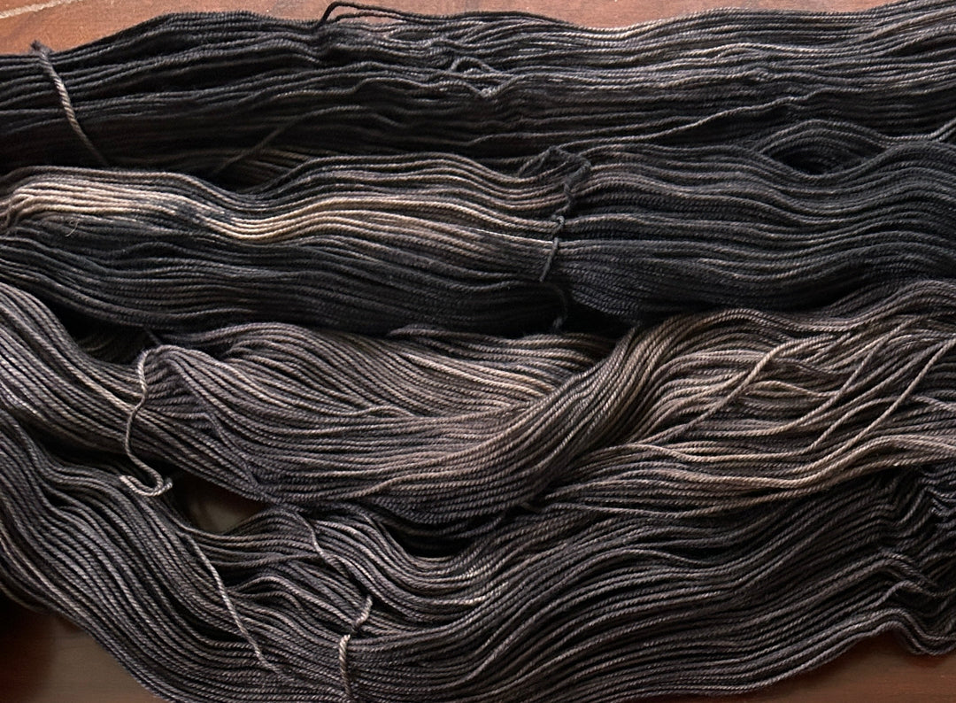 Brown and Black skeins of yarn