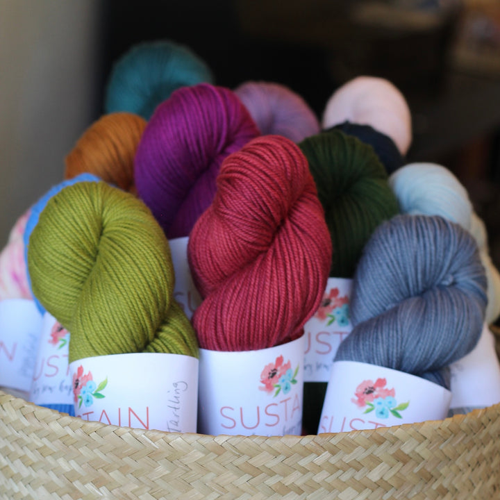 SUSTAIN: Meadow Merino Dyed To Order Fingering, Sport, And DK Yarns