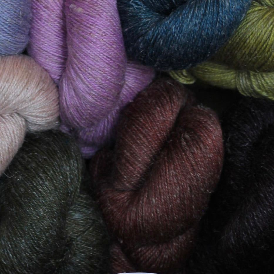 assorted linen and silk hand dyed yarn